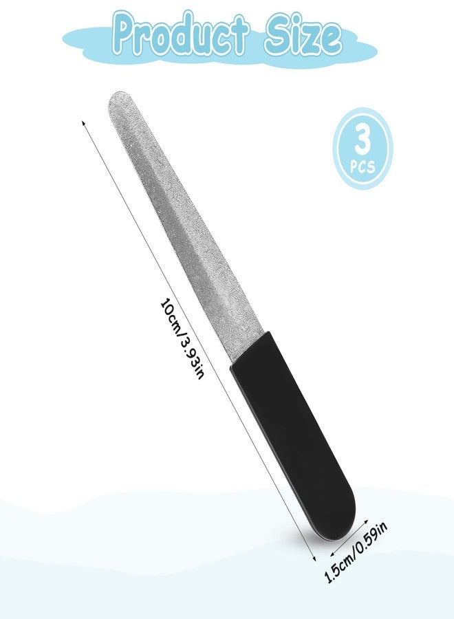 Hariendny 3PCS Fingernail Files, Metal Nail File for Natural Nails, Diamond Fingernail Files with Non Slip Handle, Finger Nail Filers for Women Men, Sapphire Grit Nail Filers Gift - Image 2